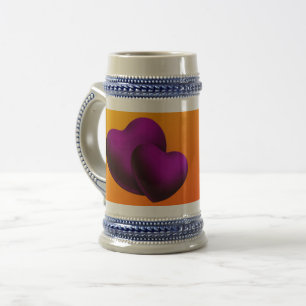 Chope À Bière Cœurs violets Stein 65 cl