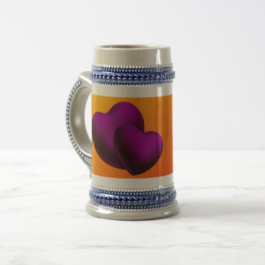 Chope À Bière Cœurs violets Stein 65 cl (Devant gauche)