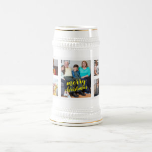 Chope À Bière Collage de photos personnalisé pour Noël sur un ve
