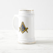 Chope À Bière Compass maçonnique noir et blanc (Devant gauche)