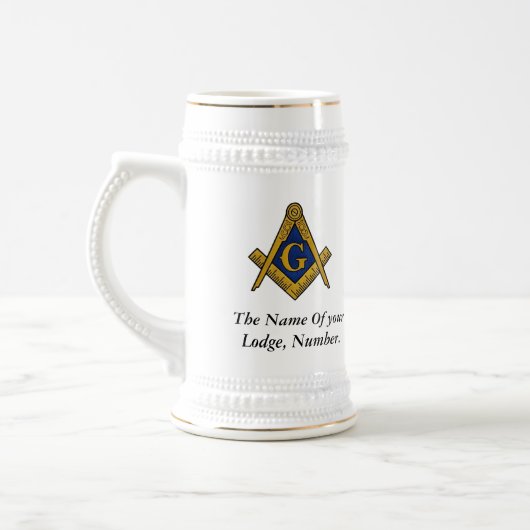 Chope À Bière Compass maçonnique noir et blanc (Gauche)