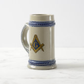 Chope À Bière Compass maçonnique noir et blanc (Devant gauche)