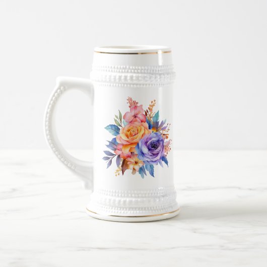 Chope À Bière Conception de fleurs de rose aquarelle-58392 (Gauche)