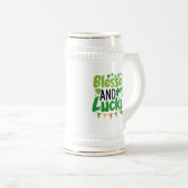 Chope À Bière Conception de la Saint-Patrick bénie et chanceuse- (Devant droit)
