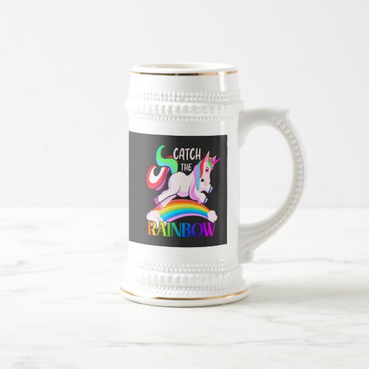 Chope À Bière Conception de licorne arc-en-ciel Catch (Droite)
