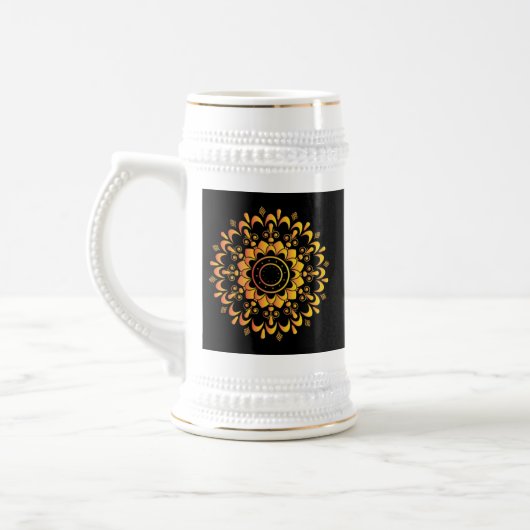 Chope À Bière Conception de mandala unique doré-95747 (Gauche)