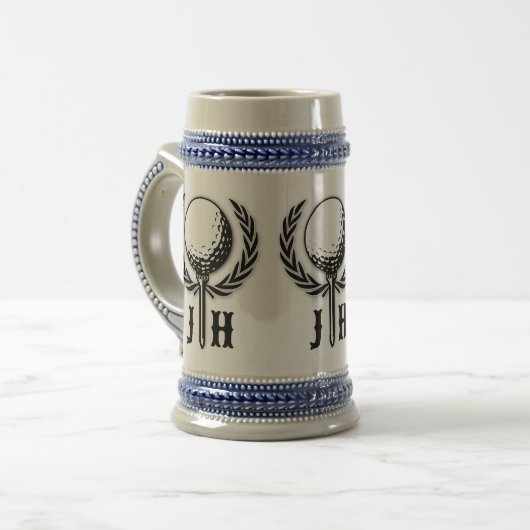 Chope À Bière Conception élégante de monogramme de golf personna (Devant gauche)