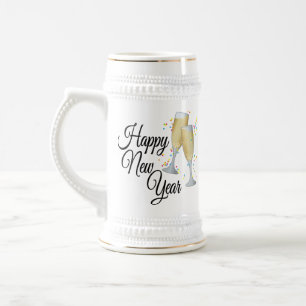 Chope À Bière Confetti et Champagne Bonne année