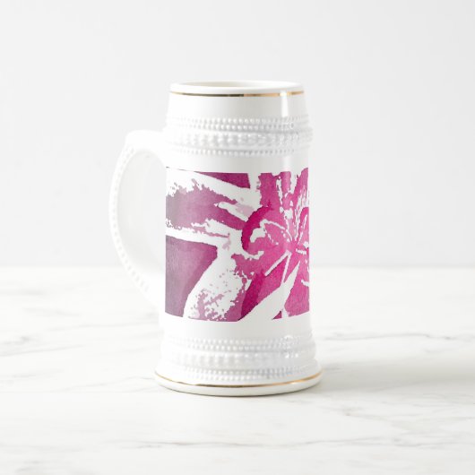 Chope À Bière Copies roses assez pourpres d'art de fleur (Devant gauche)