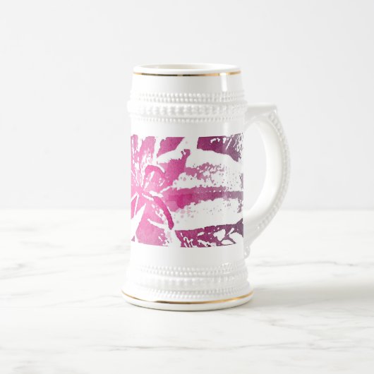 Chope À Bière Copies roses assez pourpres d'art de fleur (Devant droit)