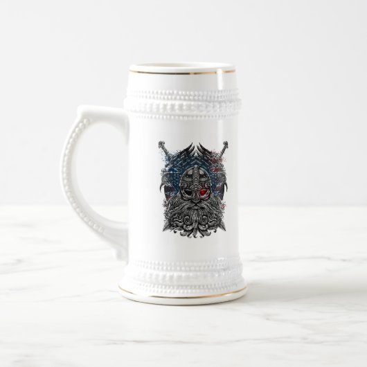 Chope À Bière Corbeaux et épées d'Odin Mythologie Viking drapeau (Gauche)