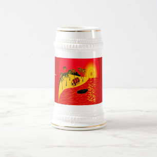 Chope À Bière Coucher de soleil rouge -