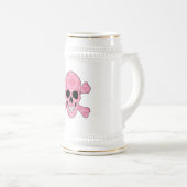 Chope À Bière Crâne De Camouflage Rose Et Traverses De Tête (Devant droit)