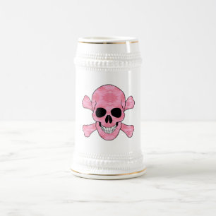 Chope À Bière Crâne De Camouflage Rose Et Traverses De Tête
