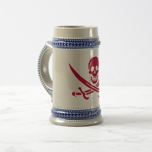 Chope À Bière Crâne et épées de Crimson Drapeau pirate de Calico (Devant gauche)