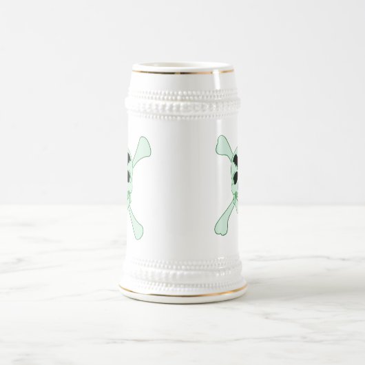 Chope À Bière Crâne vert et os croisés (Centre)