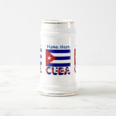 Chope À Bière Cuba et Drapeau bleu foncé cubain Personnalisé (Centre)