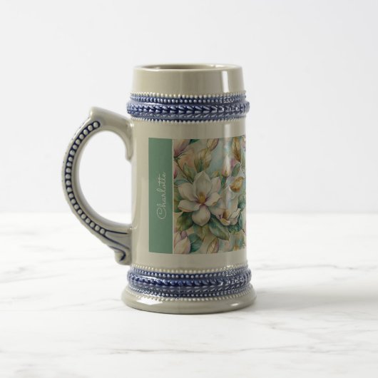 Chope À Bière Custom Pattern Elegant Magnolia Flowers (Gauche)