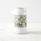 Chope À Bière Custom Pattern Elegant Magnolia Flowers (Devant gauche)