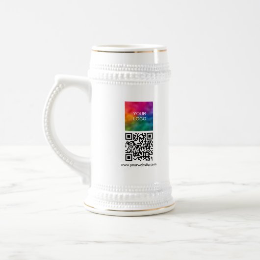 Chope À Bière Custom QR Code Modern Elegant Upload Logo (Gauche)