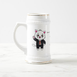 Chope À Bière Cute chaton chat en costume d'affaires dessin anim