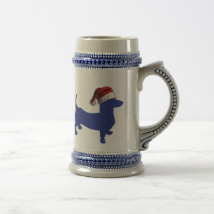 Chope À Bière Cute Dachshund dans un chapeau de Père Noël