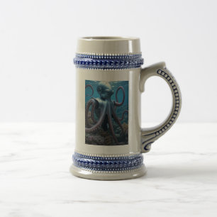 Chope À Bière Cyber Octopus bleu gauche stein