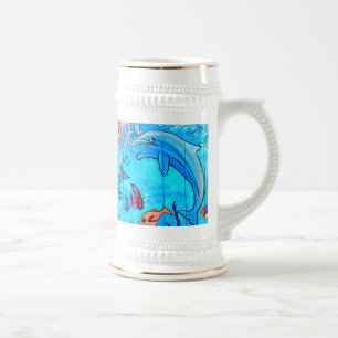 Chope À Bière dauphins riant poisson tropical stein