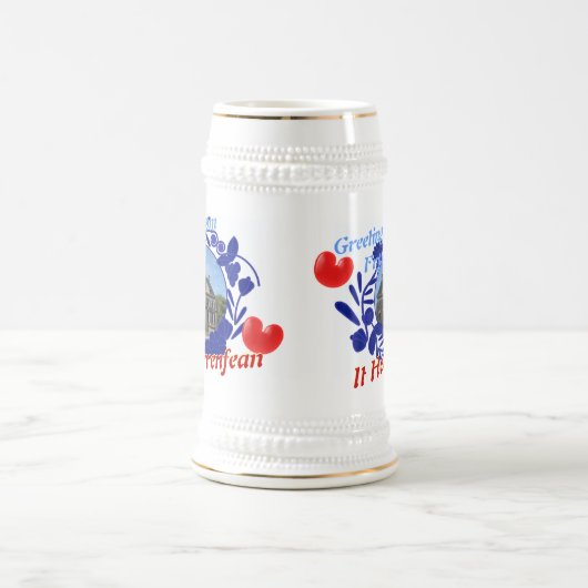 Chope À Bière Delft Fryslân bleu il bière Stein de Hearrenfean (Centre)