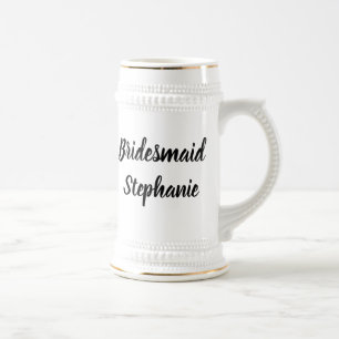 Chope À Bière Demoiselle d'honneur Noir Élégant Script Cadeaux M