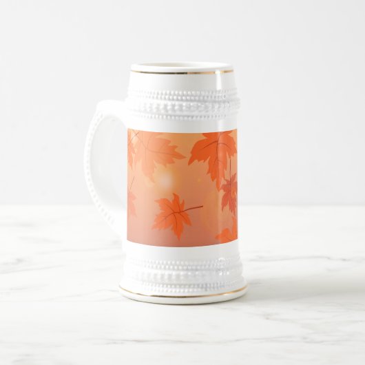 Chope À Bière Design d'automne avec feuilles d'érable et effet b (Devant gauche)