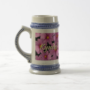 Chope À Bière Design de fleurs de cosmos pourpre sur un Arrière