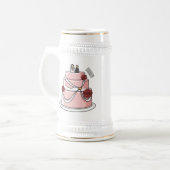 Chope À Bière dessin animé de gâteau mariage (Devant gauche)