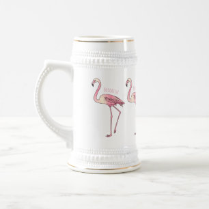 Chope À Bière dessin animé d'oiseau Flamant rose