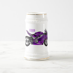 Chope À Bière Dessin de moto de sport violet