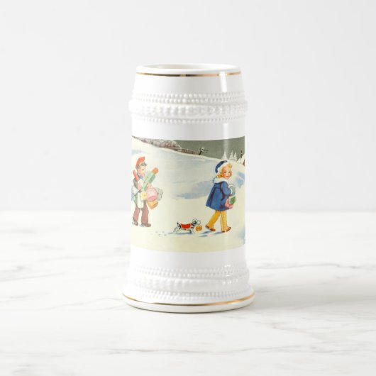 Chope À Bière Deux enfants et un chien (Centre)