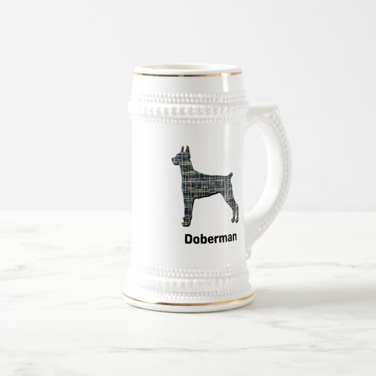 Chope À Bière Doberman Pinscher Chien Cute Silhouette Grille (Devant droit)