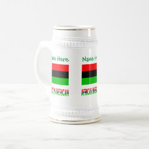 Chope À Bière Drapeau afro-américain ou diaspora vert personnel