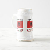 Chope À Bière Drapeau albanais avec votre nom (Devant gauche)