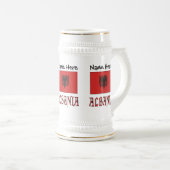Chope À Bière Drapeau albanais avec votre nom (Devant droit)