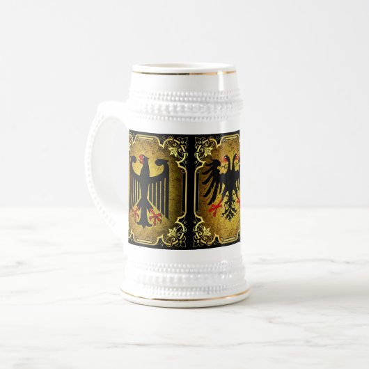 Chope À Bière drapeau allemand, aigle noir, aigle double impéria (Devant gauche)