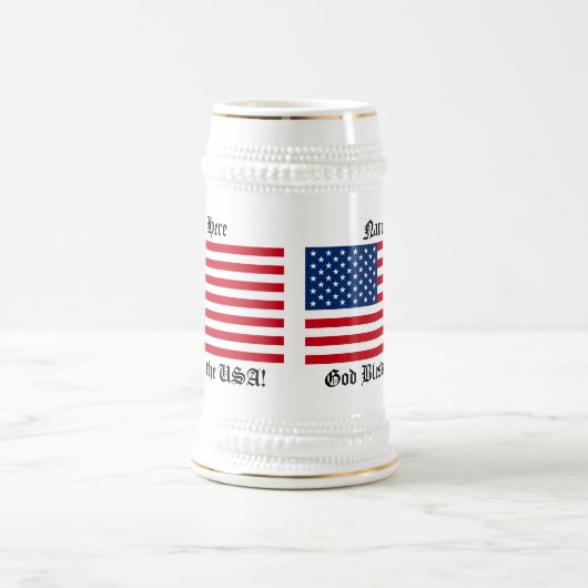 Chope À Bière Drapeau américain avec texte/nom (Centre)