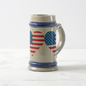Chope À Bière Drapeau américain Gris/Bleu Stein 22 oz (Devant droit)