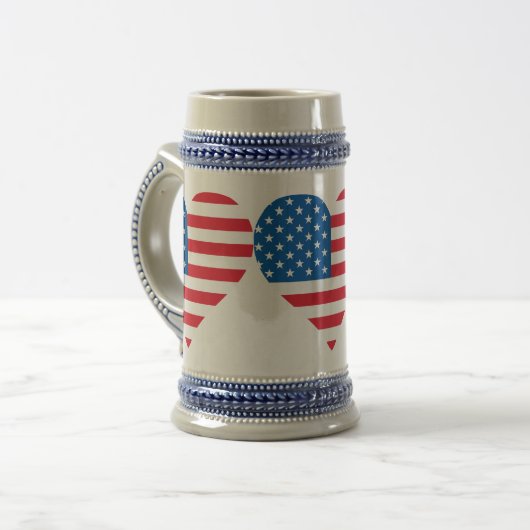 Chope À Bière Drapeau américain Gris/Bleu Stein 22 oz (Devant gauche)
