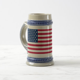 Chope À Bière Drapeau américain Gris/Bleu Stein 22 oz