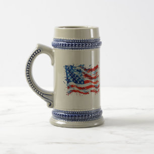 Chope À Bière Drapeau américain USA Aquarelle 4 juillet