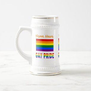 Chope À Bière Drapeau arc-en-ciel personnalisé de la fierté gay