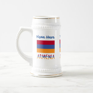 Chope À Bière Drapeau arménien Arménie Personnalisation Bleue 