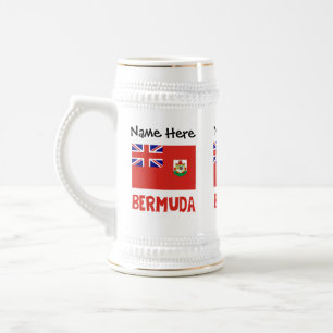 Chope À Bière Drapeau bermudien personnalisé avec nom