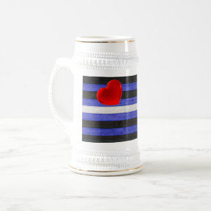 Chope À Bière Drapeau de fierté en cuir SlipperyJoe's noir bleu 